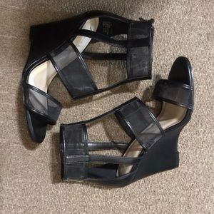SOLD! Nicole Miller Mesh Black Wedges